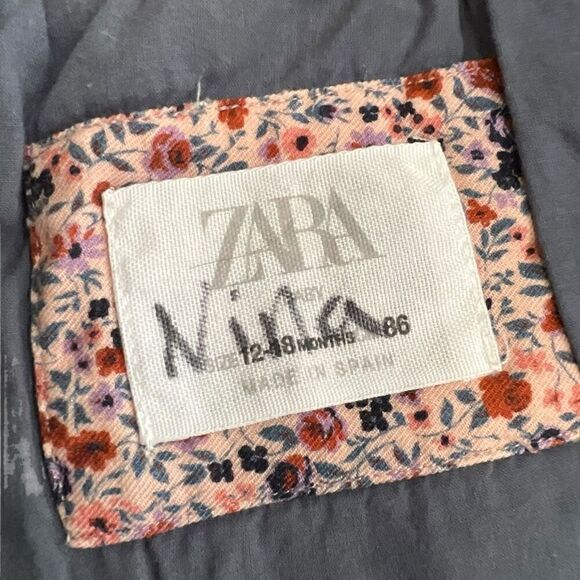 Zara Baby Girl Wool Blend Textured Weave Peter Pan Coat Size 12-18 Months Blue - Picture 9 of 9